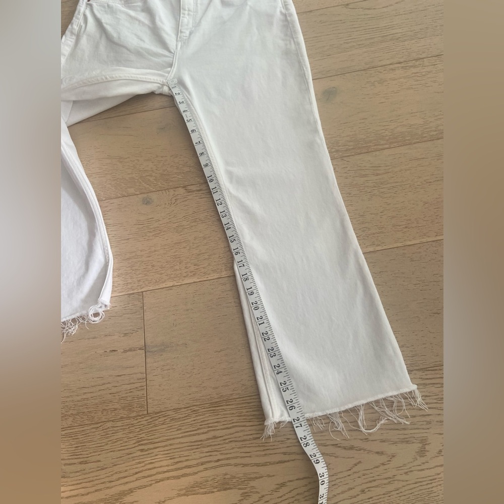 ZARA TRF High Rise Straight Ankle Jeans Size 14 White Raw Hem EUC - Picture 8 of 10